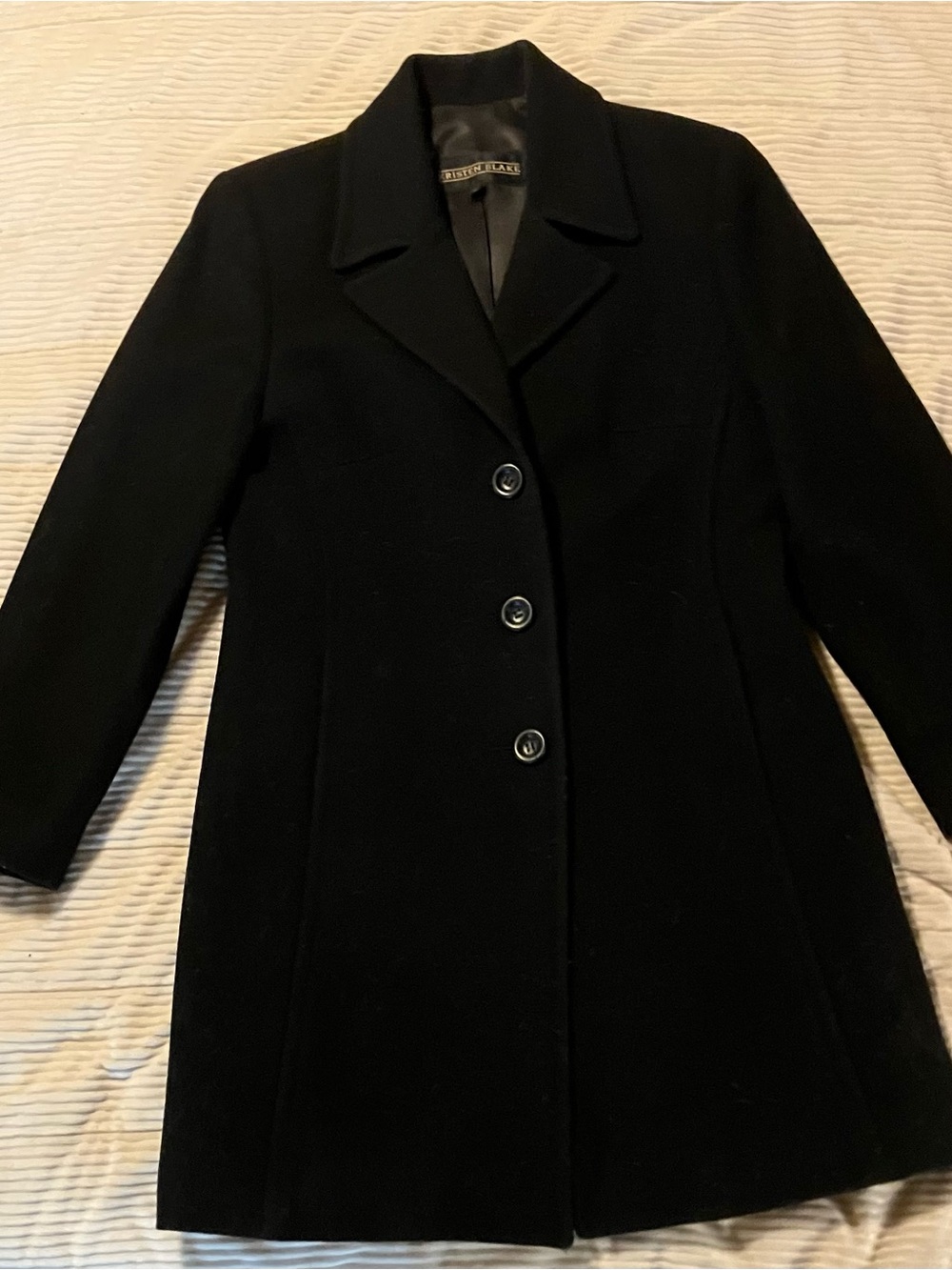 Eddie Bauer Black Wool Single-Breasted Pea Coat